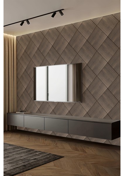 Karo Ahşap Desenli Tek Parça Duvar Kağıdı