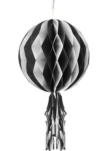 Süs Petek Ponpon Beyaza Siyah 30CM Pk:1