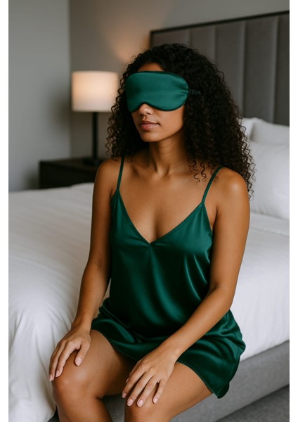 %100 Ipek Saten Uyku Maskesi,Göz Bandı,Breeze Yeşili Uyku Bandı, Yoga Göz Bandı