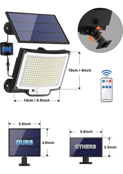 Güneş Enerjili, Hareket Sensörlü, 228 Boncuk LED Aydınlatma / GT-SL33