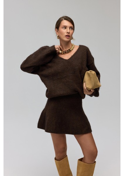 Nordis Volanlı Kahve Triko Mini Etek fiyatları