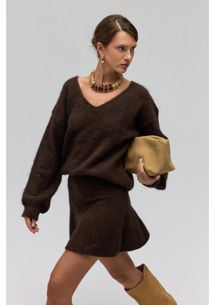 Nordis Volanlı Kahve Triko Mini Etek fırsatları