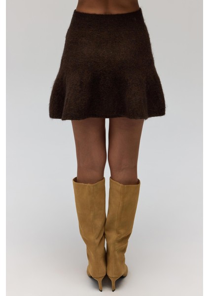 Nordis Volanlı Kahve Triko Mini Etek indirimleri