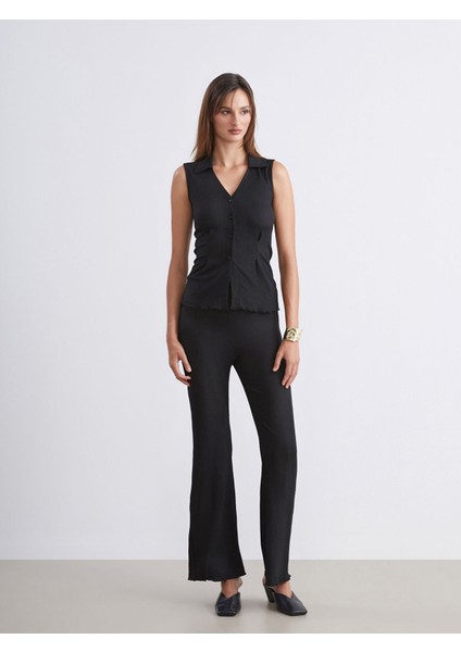 Yeni Sezon Gömlek Yaka Dokulu Kadın Yelek fiyatları