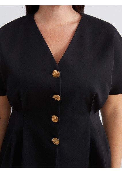 Yeni Sezon Büyük Beden V Yaka Peplum Bluz modelleri