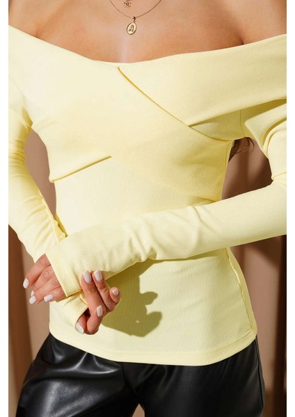 Madonna Çapraz Yaka Bluz Sarı T4331 fırsatları