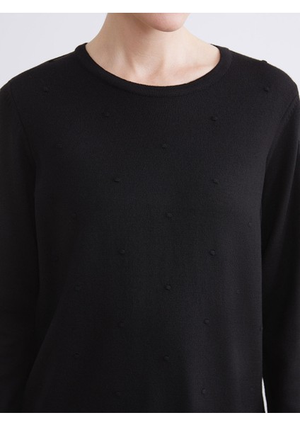 Yeni Sezon Bisiklet Yaka Kendinden Desenli Kadın Triko Kazak modelleri