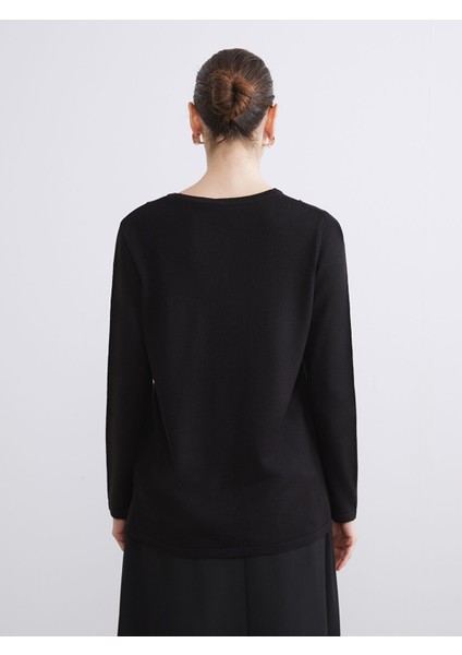 Yeni Sezon Bisiklet Yaka Kendinden Desenli Kadın Triko Kazak fırsatları