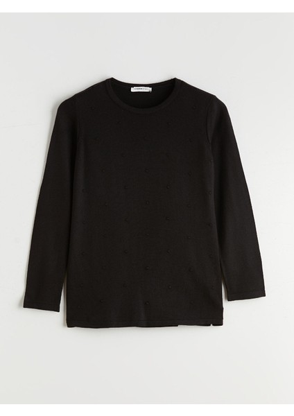 Yeni Sezon Bisiklet Yaka Kendinden Desenli Kadın Triko Kazak indirimleri