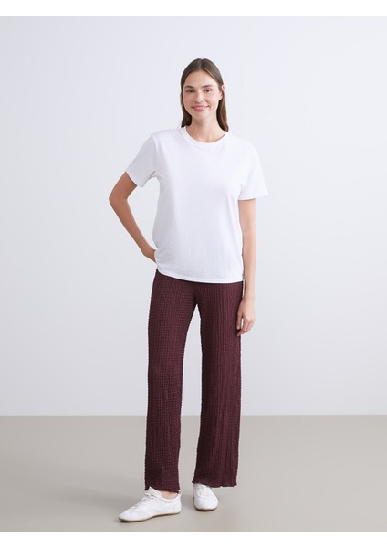 Yeni Sezon Beli Lastikli Dokulu Kadın Pantolon