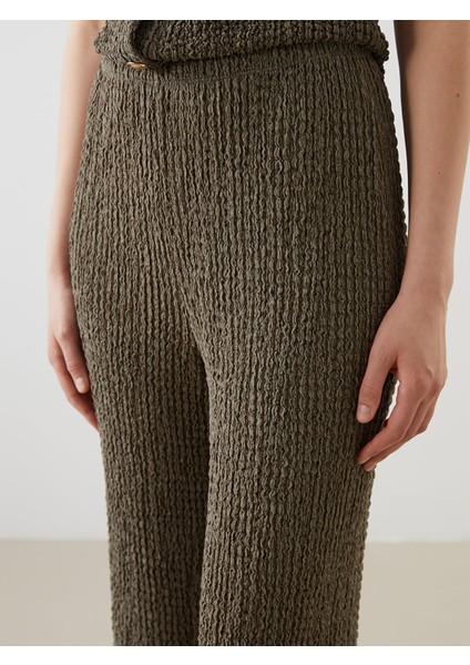 Yeni Sezon Beli Lastikli Dokulu Kadın Pantolon modelleri