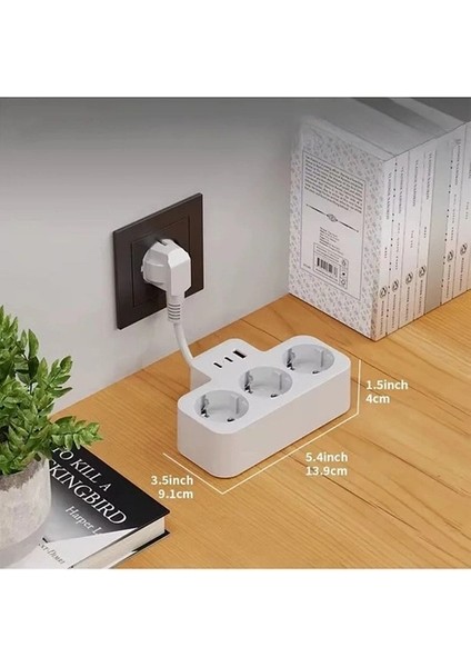 Çoklu Kablolu Priz Yüksek Gerilim Korumalı 3’lü Priz 1x USB 2x Type-C Çıkışlı Grup Priz Çoğaltıcı Siyah modelleri