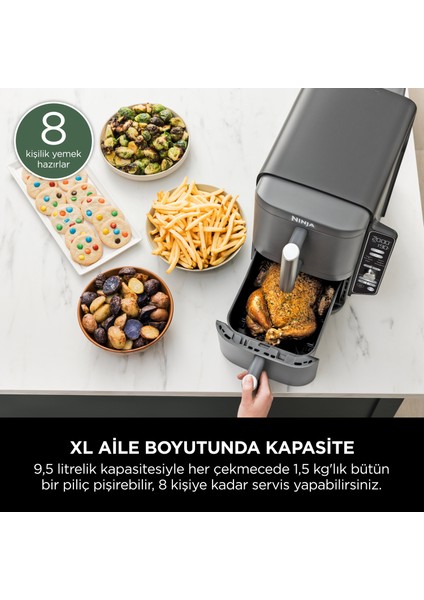 Doublestack Xl 9.5l Çift Hazneli Az Yağlı Pişirici