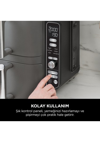 Doublestack Xl 9.5l Çift Hazneli Az Yağlı Pişirici