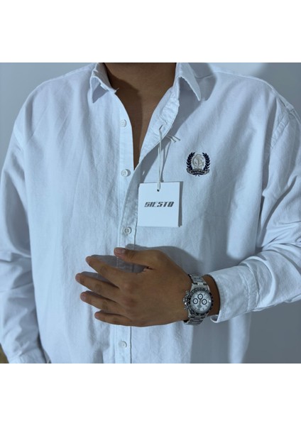 Heritega Nakışlı Oversize Gömlek