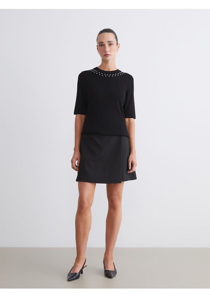 Yeni Sezon Bisiklet Yaka Taşlı Kadın Triko Kazak fiyatları