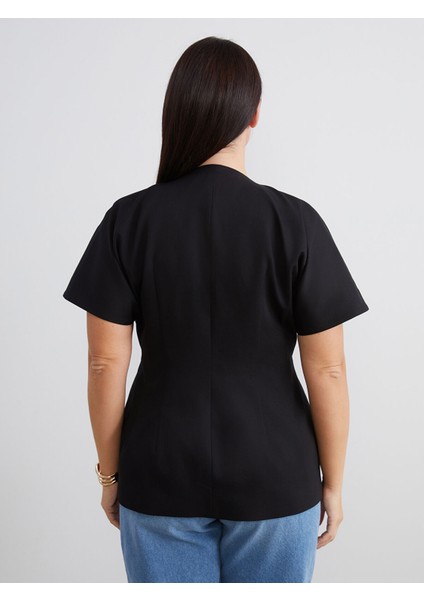 Yeni Sezon Büyük Beden V Yaka Peplum Bluz fırsatları