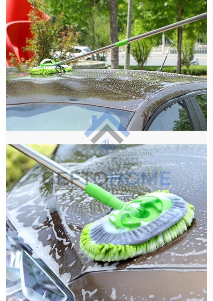 Yeşil Mikrofiber Çok Fonksiyonlu Araba Yıkama Fırçası ve Mopu Hediye fırsatları