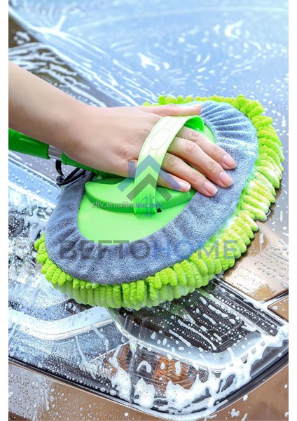 Yeşil Mikrofiber Çok Fonksiyonlu Araba Yıkama Fırçası ve Mopu Hediye