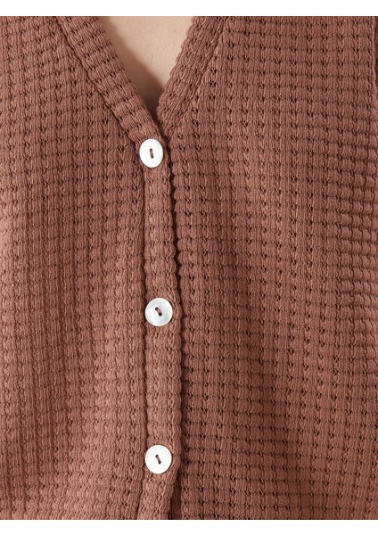 Yeni Sezon V Yaka Kendinden Desenli Kadın Yelek modelleri