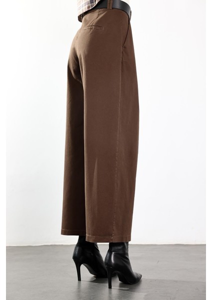 Kahverengi Kemerli Geniş Paça Pantolon 51223 fırsatları