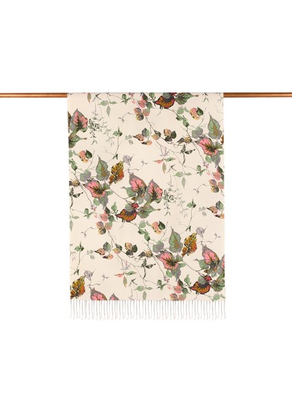 Beyaz Aşeka Desenli Ipek Şal fiyatları