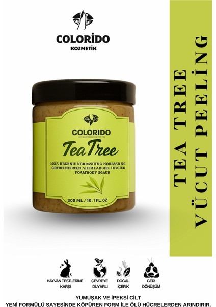 Colorido Yeşil Çaylı Body Scrub Besleyici Arındırıcı Nemlendirici Vücut Peelingi 300 ml