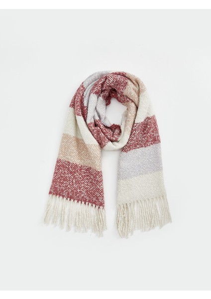 Yeni Sezon Renk Bloklu Saçaklı Kadın Atkı modelleri