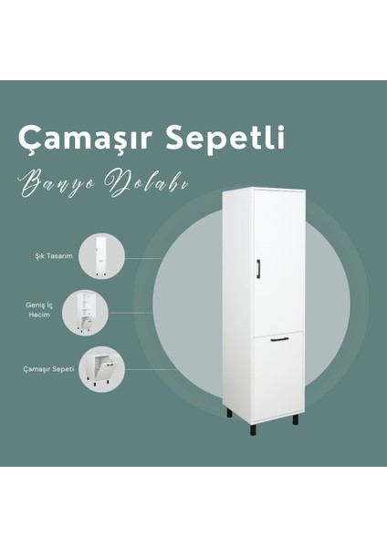 Çamaşır Sepetli Banyo Dolabı