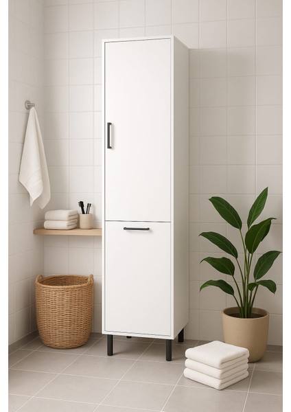 Çamaşır Sepetli Banyo Dolabı