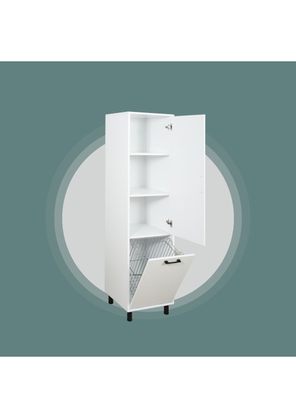 Çamaşır Sepetli Banyo Dolabı