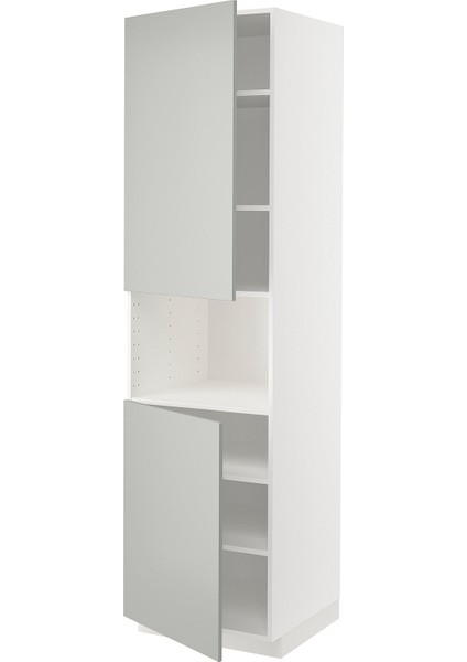 Mikrodalga Fırın Boy Dolabı, Havstorp Açık Gri-Koyu Gri, 60X60X220 Cm, 2 Kapaklı ve 6 Raflı