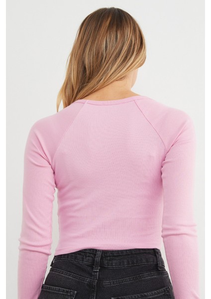 V Yaka Uzun Kol Crop Bluz fırsatları