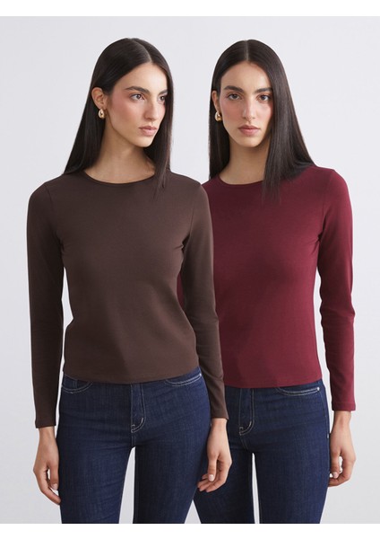 Yeni Sezon Bisiklet Yaka Kadın Body 2'li