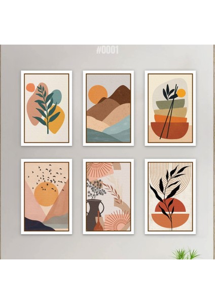 6'lı Bohem Tarz Ahşap Tablo