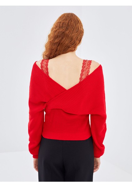 Yeni Sezon Kruvaze Yaka Kadın Triko Kazak fırsatları