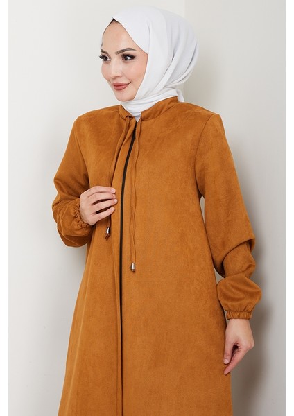 Gizli Fermuarlı Süet Ferace 1605 - Taba fiyatları