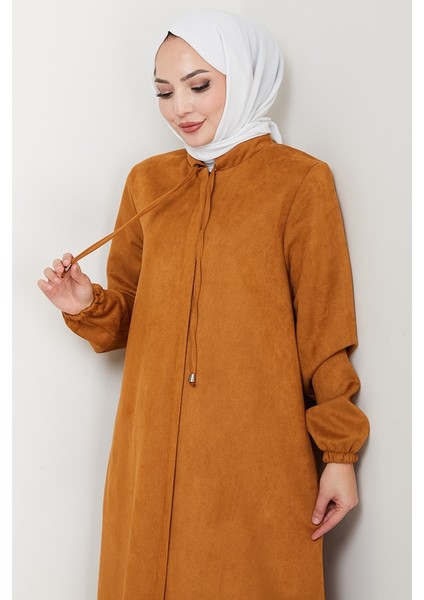 Gizli Fermuarlı Süet Ferace 1605 - Taba fırsatları
