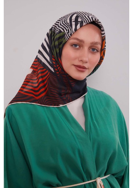 Krem Hologram Desen Pamuk Eşarp modelleri