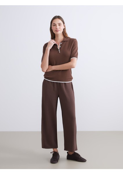 Yeni Sezon Beli Lastikli Geniş Paça Kadın Pantolon