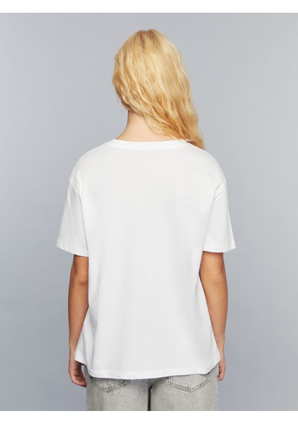 Yeni Sezon Bisiklet Yaka Slogan Baskılı Kadın Tişört fırsatları