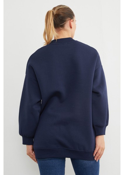 3 Iplik Çiçek Aksesuarlı Oversize Tunik