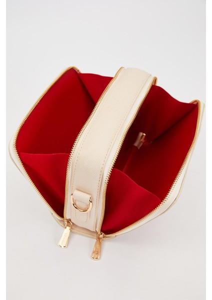 Krem Çift Fermuarlı Ayarlanabilir Omuz Çantası modelleri