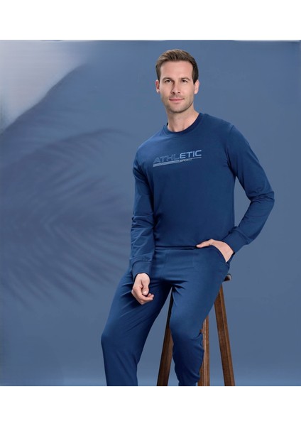 Erkek Uzun Kollu Lacivert Pijama Takım 2138