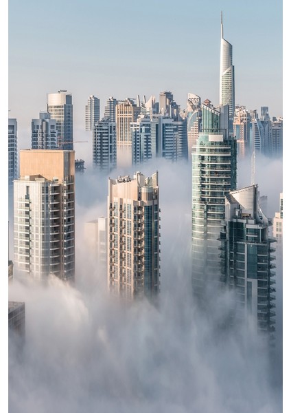 Cityscape Bulutların Üzerinde Şehir Manzaralı Tekstil Duvar Kağıdı modelleri