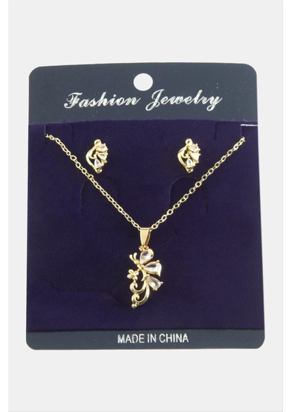 Wizard Yusufçuk Zirkon Taşlı Set Kolye-Gümüş Rengi