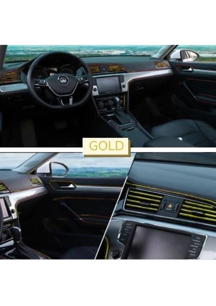 Buffer® Gold Araba Oto Trim Dekorasyon Şeridi Kauçuk Elastik Kolay Kurulum 5 Metre Şerit Bant fırsatları