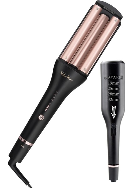 4 Ayarlı Siyah Çok Fonksiyonlu Saç Maşası (19MM-32MM)