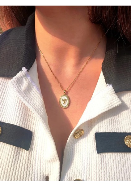 Kadın Paslanmaz Çelik Gold Oval Otantik Eros Aşk Tanrısı Figürlü Kolye fiyatları