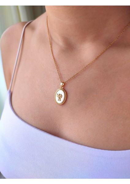 Kadın Paslanmaz Çelik Gold Oval Otantik Eros Aşk Tanrısı Figürlü Kolye modelleri